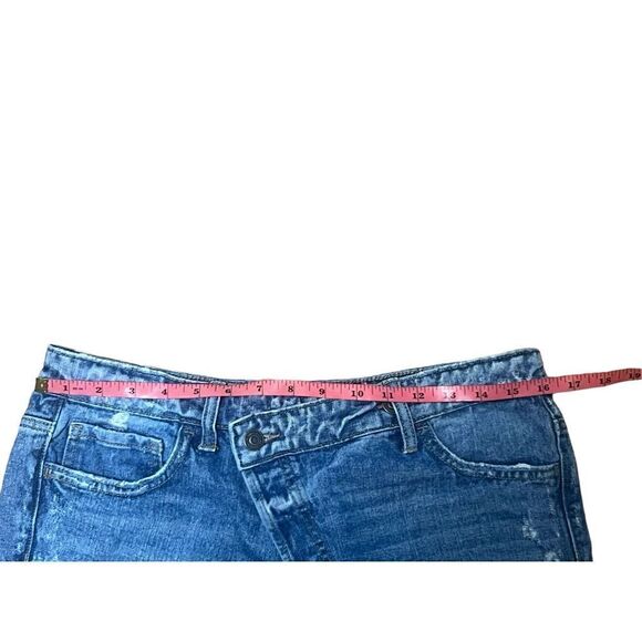 Flying monkey high rise straight raw hem button fly demin distressed jeans 9(29) - Picture 6 of 10